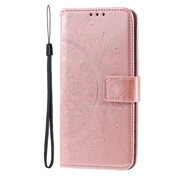 SKALO Moto E20/E30/E40 Mandala Flip Cover - Rosa guld