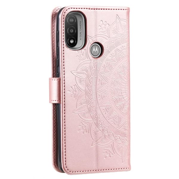 SKALO Moto E20/E30/E40 Mandala Flip Cover - Rosa guld