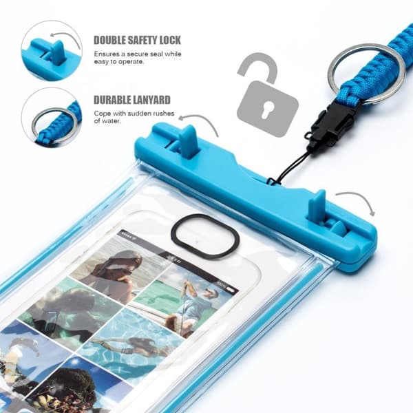 INF Vattentät mobilväska för smartphone - universal - blå 2-pack