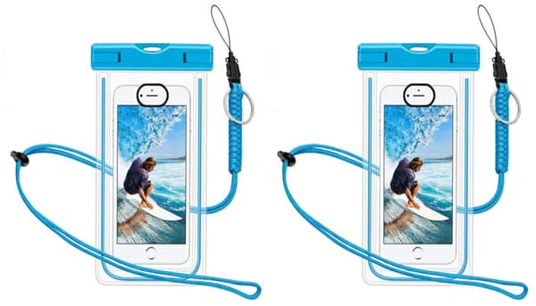 INF Vattentät mobilväska för smartphone - universal - blå 2-pack