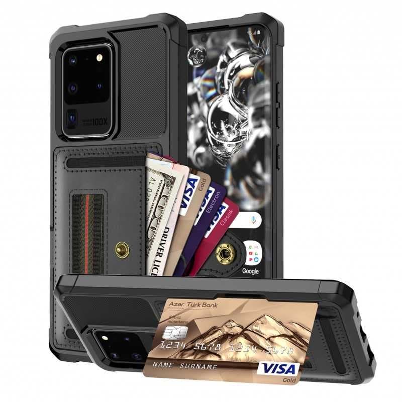Samsung S21 Ultra Stöttåligt Skal med Kortfack Solid V5