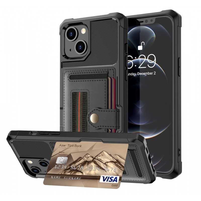 iPhone 13 Mini Stöttåligt Skal med Kortfack Solid V5