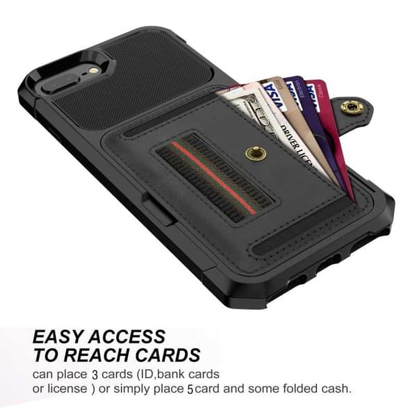 iPhone 6 Plus / 7 Plus / 8 Plus Stöttåligt Skal med Kortfack Solid V5