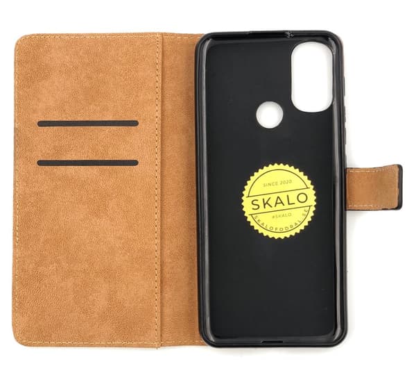 SKALO Moto E20/E30/E40 Plånboksfodral Äkta Skinn