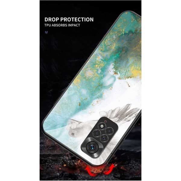 Xiaomi Redmi Note 11 / 11S Marble Shell 9H hærdet glas bagside glas bagside V2