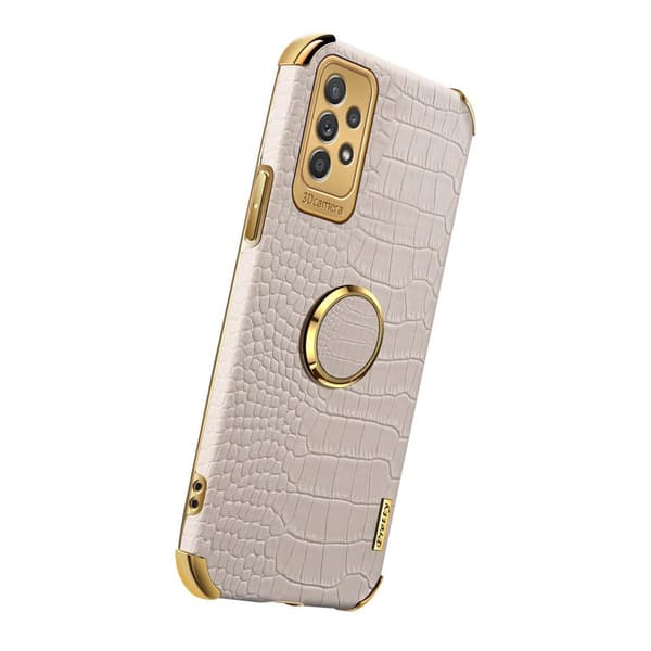 SKALO Samsung A53 5G Crocodile Guldkant Cover - Hvid