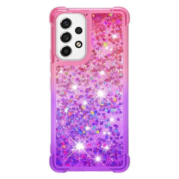 SKALO Samsung A53 5G Kvicksand Glitter Hjerter TPU Cover - Pink-Lilla