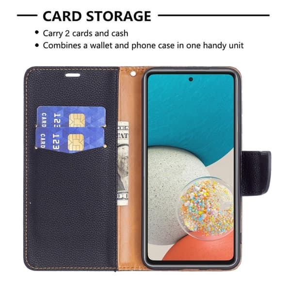 SKALO Samsung A53 5G Premium Litchi Flip Cover - Sort