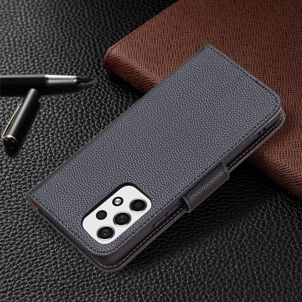 SKALO Samsung A53 5G Premium Litchi Flip Cover - Sort
