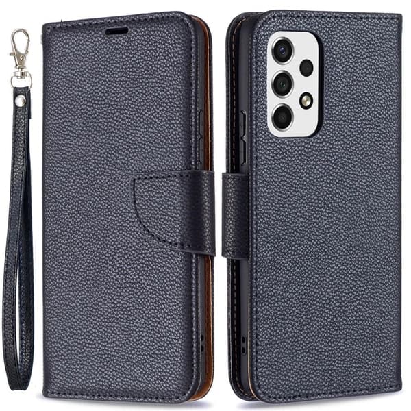 SKALO Samsung A53 5G Premium Litchi Flip Cover - Sort