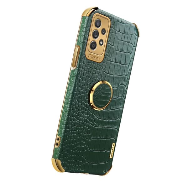 SKALO Samsung A53 5G Crocodile Guldkant Cover - Grøn