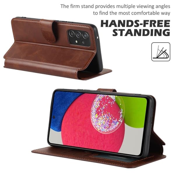 SKALO Samsung A53 5G Premium Cut Flip Cover - Mørkebrun