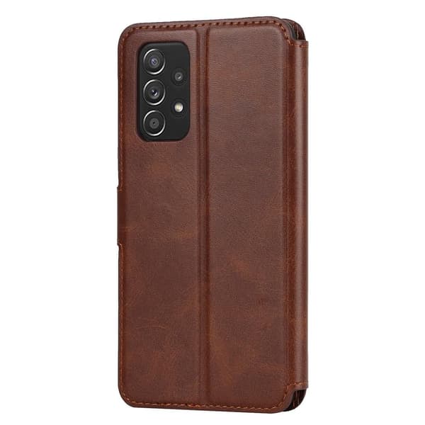 SKALO Samsung A53 5G Premium Cut Flip Cover - Mørkebrun