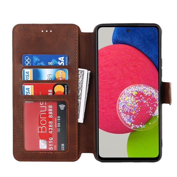 SKALO Samsung A53 5G Premium Cut Flip Cover - Mørkebrun