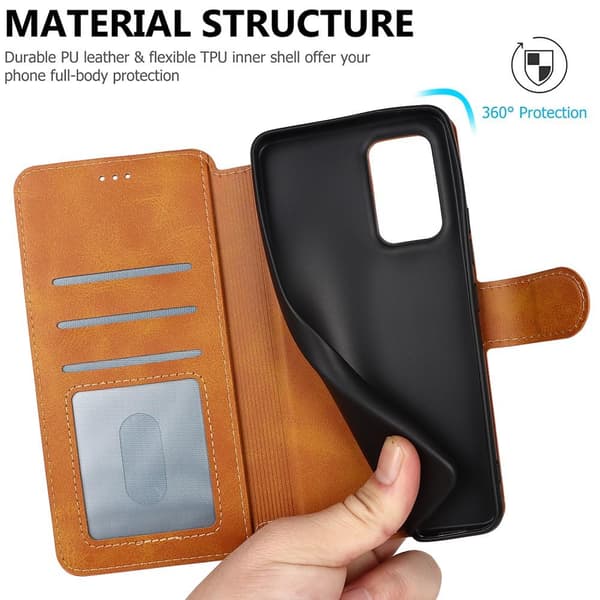 SKALO Samsung A53 5G Premium Cut Flip Cover - Lys brun