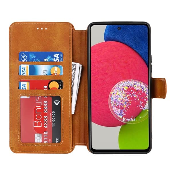 SKALO Samsung A53 5G Premium Cut Flip Cover - Lys brun