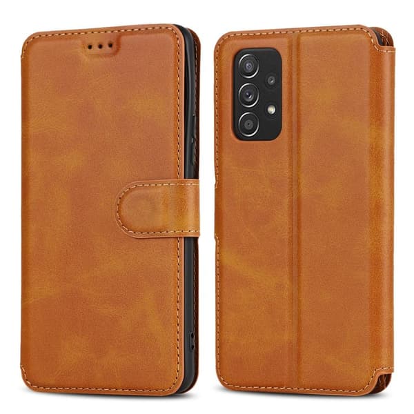 SKALO Samsung A53 5G Premium Cut Flip Cover - Lys brun