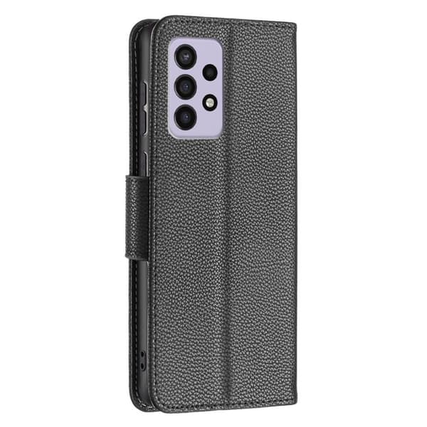 SKALO Samsung A33 5G Premium Litchi Flip Cover - Sort