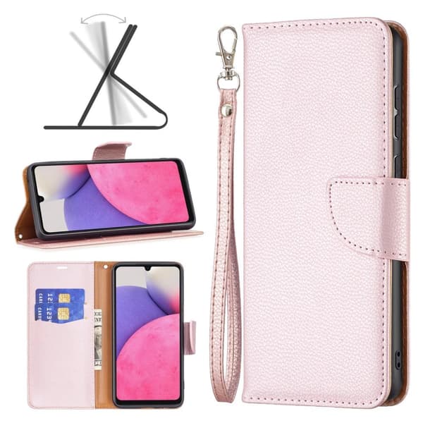 SKALO Samsung A33 5G Premium Litchi Plånbok - Roséguld
