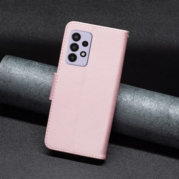 SKALO Samsung A33 5G Premium Litchi Plånbok - Roséguld