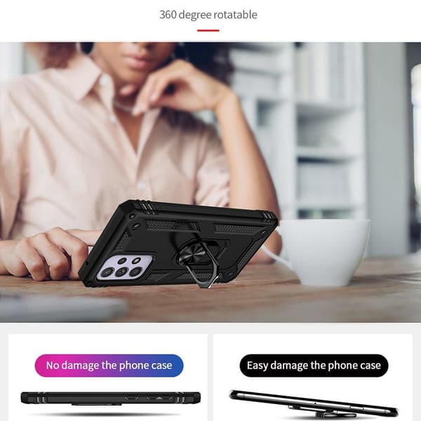 SKALO Samsung A33 5G Armor Hybrid Metallring skal - Svart