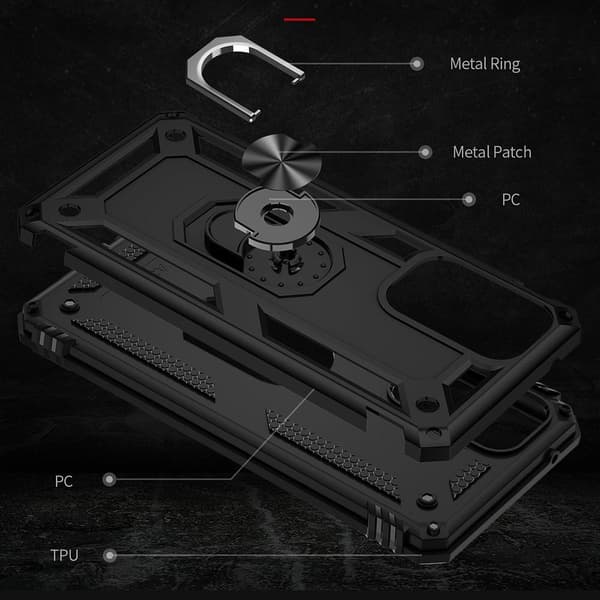 SKALO Samsung A33 5G Armor Hybrid Metallring skal - Svart