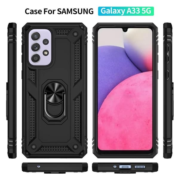 SKALO Samsung A33 5G Armor Hybrid Metallring skal - Svart