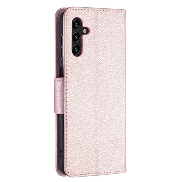 SKALO Samsung A13 5G Premium Litchi Flip Cover - Rosa guld