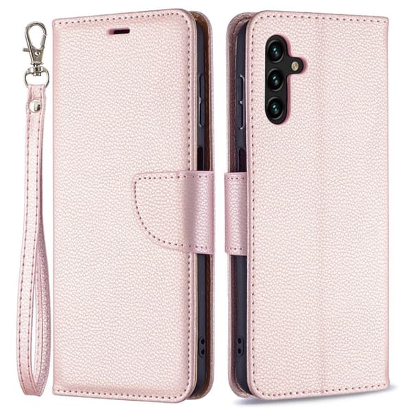 SKALO Samsung A13 5G Premium Litchi Plånbok - Roséguld