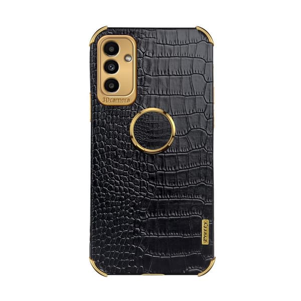 SKALO Samsung A13 5G Crocodile Guldkant Cover - Sort