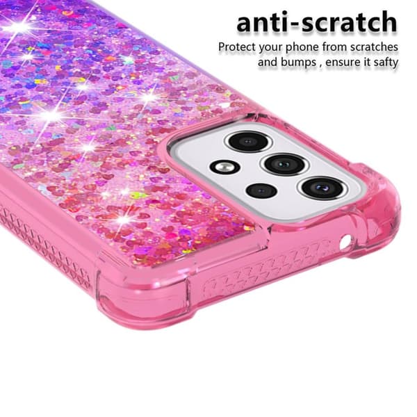 SKALO Samsung A33 5G Kvicksand Glitter Hjerter TPU Cover - Pink-Lilla