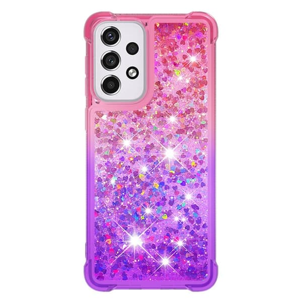 SKALO Samsung A33 5G Kvicksand Glitter Hjerter TPU Cover - Pink-Lilla