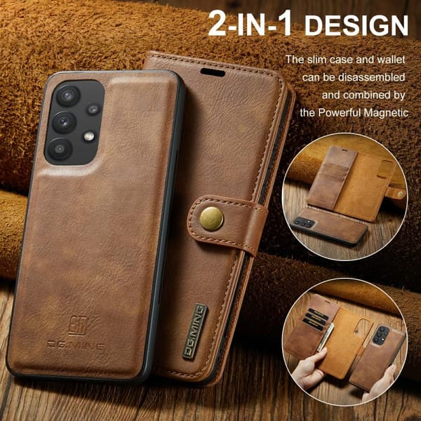 DG MING Samsung A33 5G 2-i-1 Magnet Pungetui - Brun