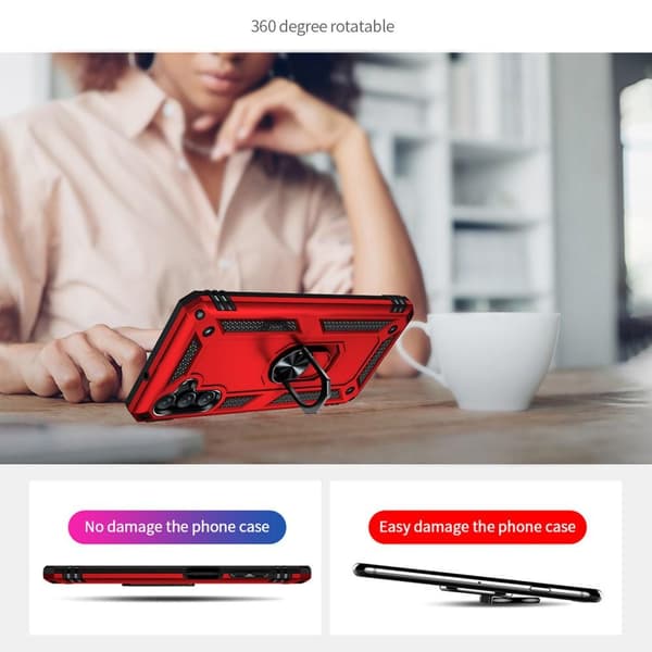 SKALO Samsung A13 5G Armor Hybridi metallirengas kuori - Punainen