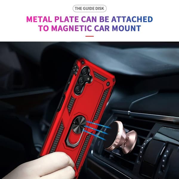 SKALO Samsung A13 5G Armor Hybridi metallirengas kuori - Punainen