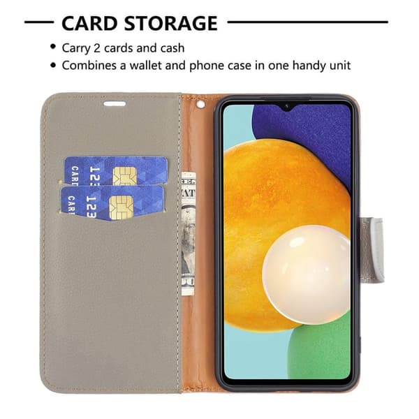 SKALO Samsung A13 5G Premium Litchi Flip Cover - Grå