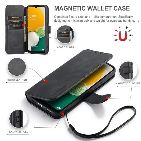 DG MING Samsung A13 5G Premium Cut Tegnebog Etui - Sort