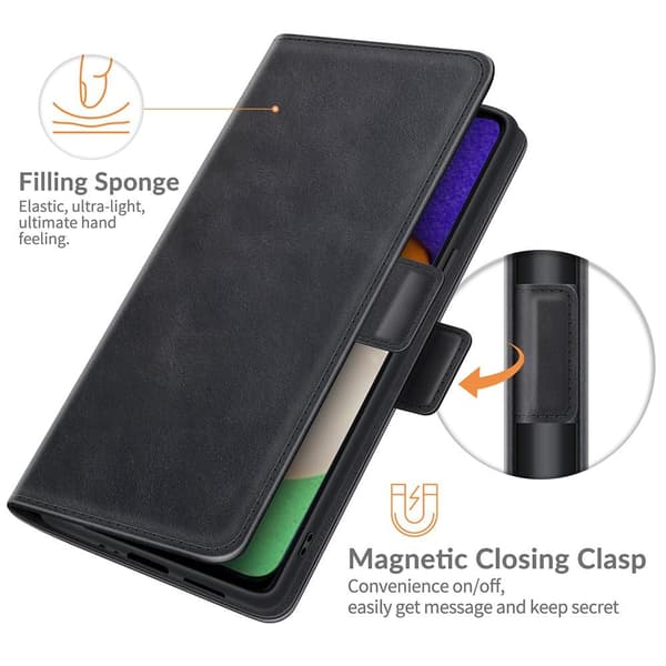 SKALO Samsung A13 5G Premium Wallet Flip Cover - Sort