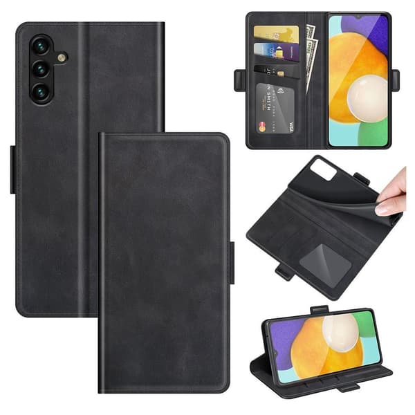 SKALO Samsung A13 5G Premium Wallet Flip Cover - Sort
