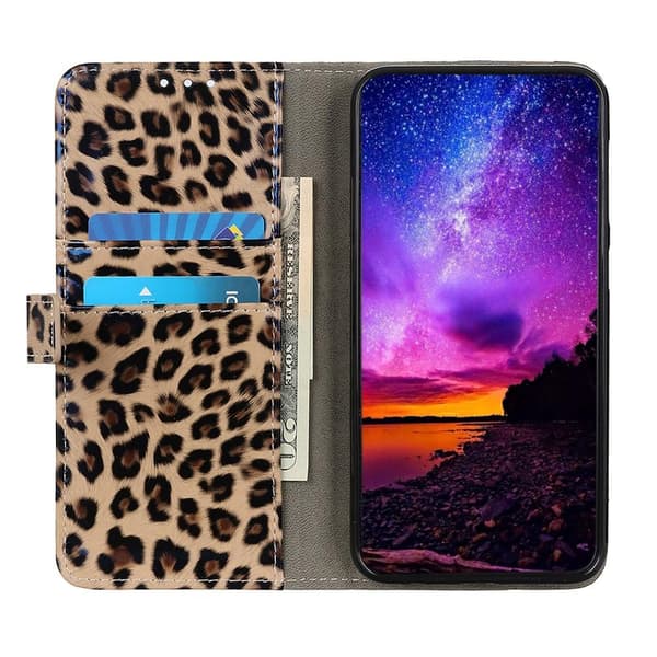 SKALO Xiaomi Redmi Note 11 Leopardikuvioinen lompakkokotelo PU-nahasta.