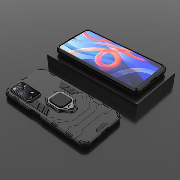SKALO Xiaomi Redmi Note 11 Pro Armor Hybrid metal ring cover - Sort