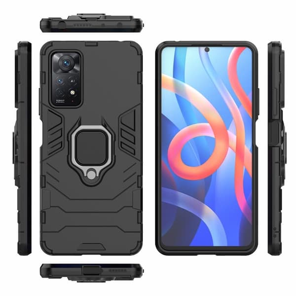SKALO Xiaomi Redmi Note 11 Pro Armor Hybrid metal ring cover - Sort