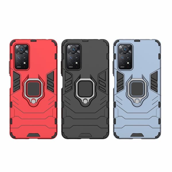 SKALO Xiaomi Redmi Note 11 Pro Armor Hybrid metal ring cover - Sort