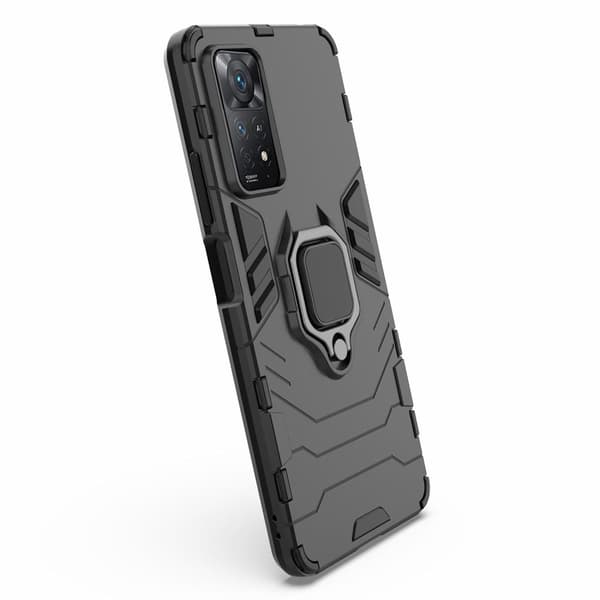 SKALO Xiaomi Redmi Note 11 Pro Armor Hybrid metal ring cover - Sort
