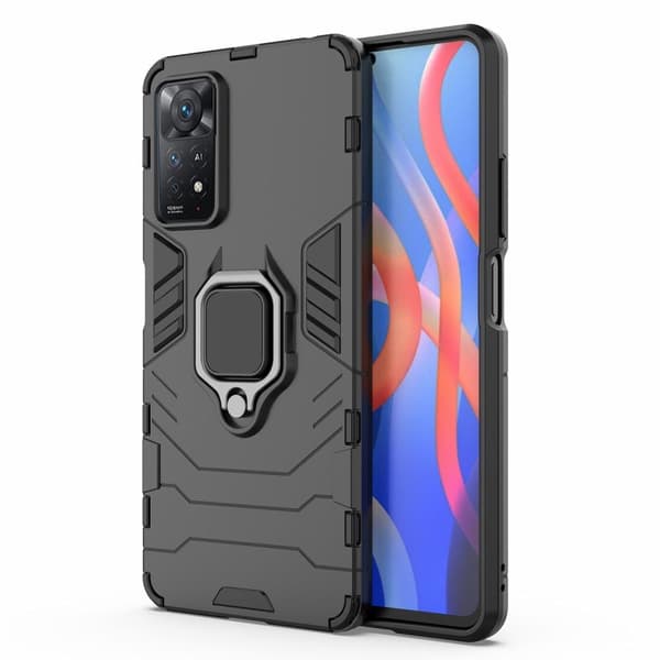 SKALO Xiaomi Redmi Note 11 Pro Armor Hybridi metallirengas kuori - Musta