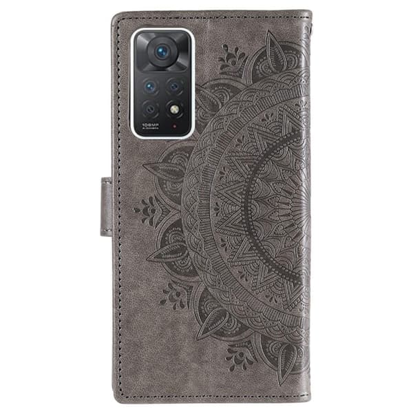 SKALO Xiaomi Redmi Note 11 Pro Mandala lompakkokotelo - Harmaa