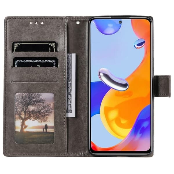SKALO Xiaomi Redmi Note 11 Pro Mandala lompakkokotelo - Harmaa