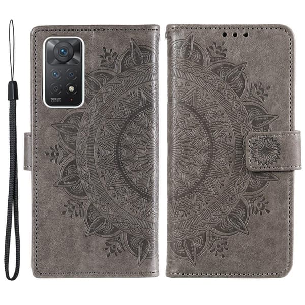 SKALO Xiaomi Redmi Note 11 Pro Mandala lompakkokotelo - Harmaa