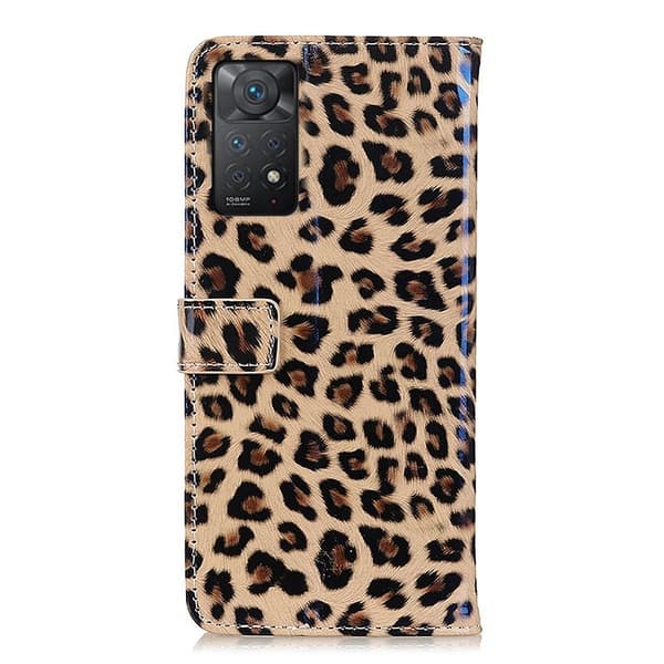 SKALO Xiaomi Redmi Note 11 Pro Leopardikuvioinen lompakkokotelo PU-nahasta.