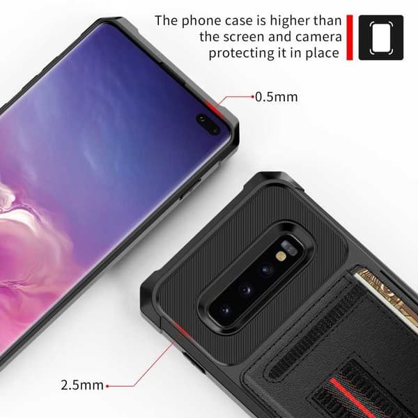 Samsung S10 Plus Stöttåligt Skal med Kortfack Solid V5